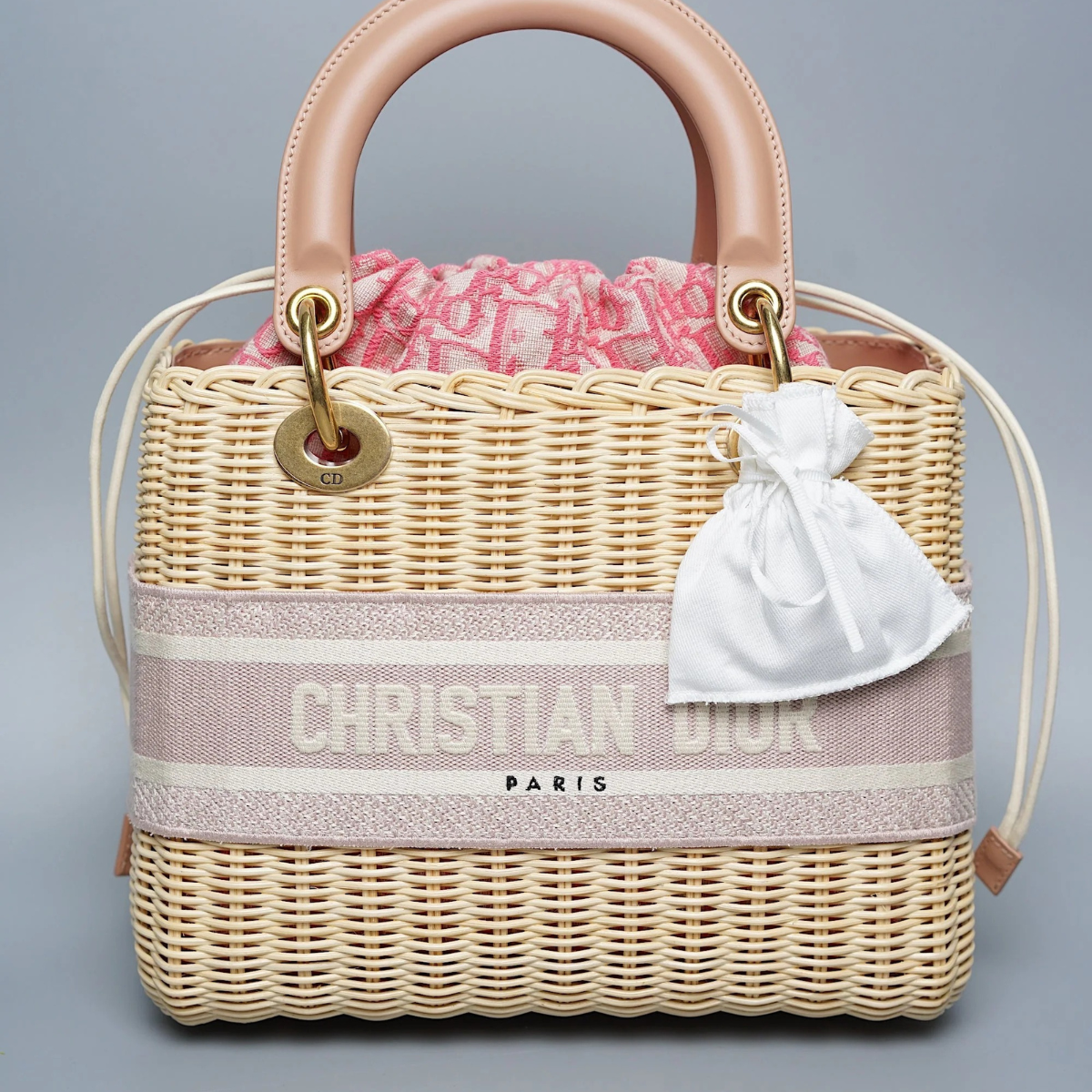 LADY DIOR WICKER BAG MEDIUM – PINK (BRAND NEW)